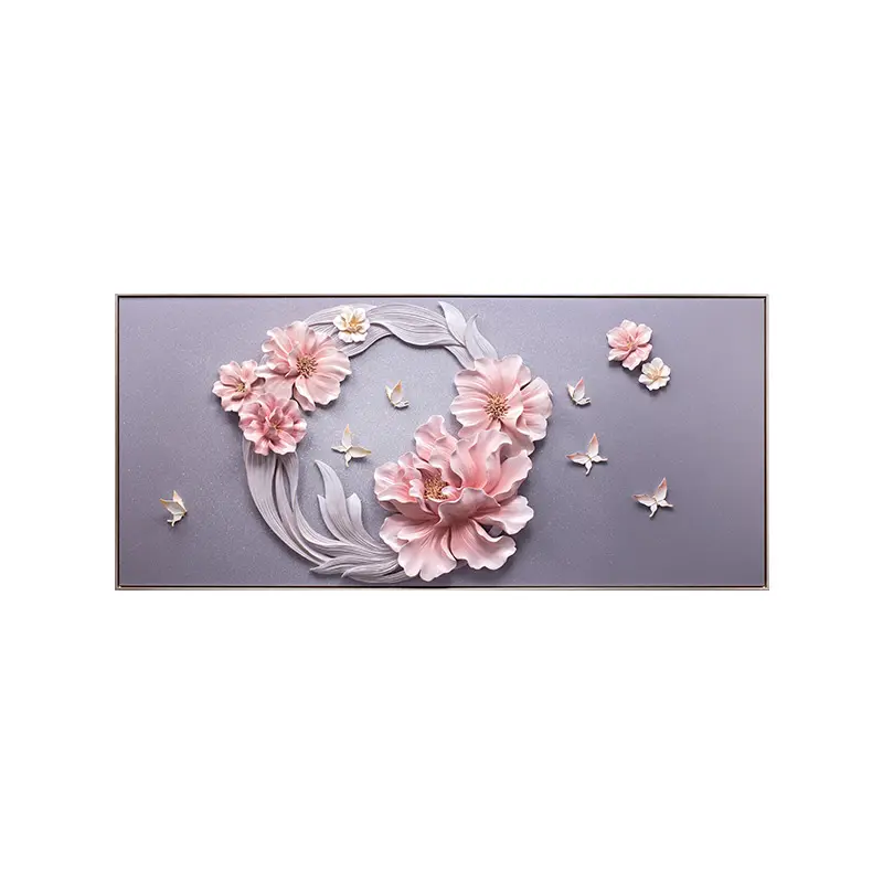 Peinture acrylique 3D sculptée à la main avec de grandes fleurs, décor mural en résine, meubles ronds en bois, art d'intérieur, 10 cm