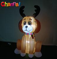 Renne gonflable de Noël, chien gonflable avec lumières LED, chiot avec cornes de renne, décoration de jardin extérieure pour les fêtes