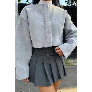 เสื้อแจ็คเก็ตหนัง PU แบบเย็บลายสีเทา Anna สำหรับผู้หญิง สกรีนโลโก้ได้ น้ำหนักเบา ไซส์ใหญ่ นุ่ม สวมใส่สบาย เหมาะสำหรับฤดูใบไม้ผลิและฤดูใบไม้ร่วง - Product Image 2