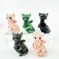 Crânes de Quartz en Cristal Sculpté pour Décoration et Souvenirs, Petit Dragon de Feu Naturel Artisanal, Guérison Reiki