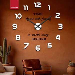 <span class=keywords><strong>Horloge</strong></span> murale DIY en acrylique blanc brillant avec chiffres complets, mécanisme à quartz silencieux, sans perçage, autocollant, décoration pour location de vacances Airbnb, 120 cm - Product Image 1