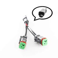 Adaptor Konektor Splitter Kabel Y-Shape Dual Output Deutsch DT DTP 2 Pin untuk Perakitan Kabel Elektronik Otomotif