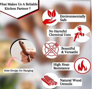 Juego de Utensilios de Cocina de Madera Natural de 7 Piezas, 35.56 cm, Antiadherentes, Aptos para Lavavajillas y Microondas, Espátulas, Cucharas, Herramientas de Cocina - Product Image 3