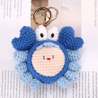 Porte-clés en peluche animaux marins tricotés et crochetés en fil de laine, étoile de mer, tortue de mer, requin, homard, crevette - Vente en gros