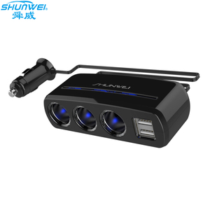 Shunwei 12-24V <span class=keywords><strong>3</strong></span>-<span class=keywords><strong>Socket</strong></span> <span class=keywords><strong>3</strong></span>-<span class=keywords><strong>Way</strong></span> <span class=keywords><strong>USB</strong></span> loại một xe Thuốc lá nhẹ hơn Splitter - Product Image 3