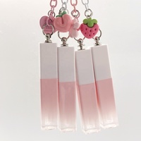 Tube vide 3 ml, gloss à lèvres transparent à la fraise avec porte-clés, flacons d'huile à lèvres, maquillage, gloss à lèvres mignon, blanc, noir, rose, contenant carré