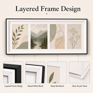 Cadre <span class=keywords><strong>photo</strong></span> panoramique noir et blanc en bois, multi-ouvertures, pour affichage mural ou sur table, pour la maison, le bureau, la galerie, décoration moderne - Product Image 6
