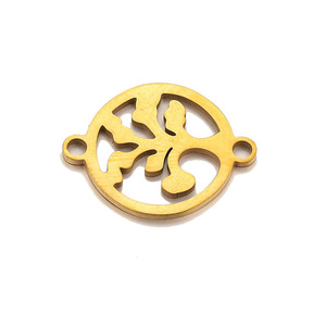 <span class=keywords><strong>Bracelet</strong></span> en acier inoxydable doré breloques rondes avec deux trous breloque <span class=keywords><strong>arbre</strong></span> <span class=keywords><strong>de</strong></span> <span class=keywords><strong>vie</strong></span> pour <span class=keywords><strong>bracelet</strong></span> <span class=keywords><strong>cordon</strong></span> - Product Image 4