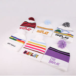 Custom logo Trendy High Quality Acrylic Warm Winter Hats Caps Plain Skully <strong>Pom</strong> <strong>Pom</strong> Knitted <strong>Beanie</strong> Hats - Product Image 5