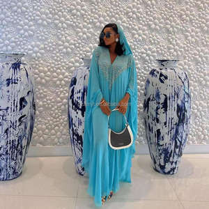 Robe deux pièces de bonne qualité robes africaines pour femmes robe africaine en mousseline de soie pour femmes strass décoration <span class=keywords><strong>Boubou</strong></span> - Product Image 4