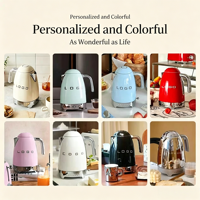 Bouilloire électrique rétro multicolore vintage en acier inoxydable sans fil SmeG KLF04 1,7 L pour le marché mondial