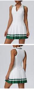 Robe de sport plissée sans manches contrastante pour femme YY, avec fermeture éclair, short intégré, poches et soutien-gorge intégré, idéale pour le tennis et le golf - Product Image 4