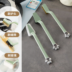 Gas Stove <b>Cleaning</b> <b>Brush</b> Steel Wire Green White Hanging Loop <b>For</b> Kitchen Sink Stovetop - Product Image 4