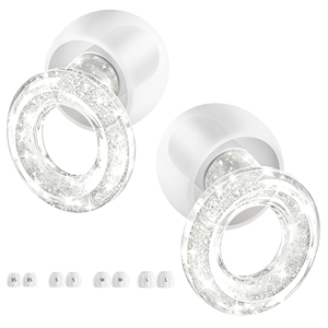 Bouchons <span class=keywords><strong>d</strong></span>'oreilles en silicone écologiques lavables avec paillettes, NRR23dB, embouts remplaçables pour concerts, sommeil, voyages, logo personnalisé - Product Image 1