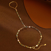 Bracelet et bague polyvalents haut de gamme, tendance, avec zircon coloré et patchwork, style occidental transfrontalier, très demandés