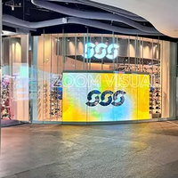Écran LED en cristal holographique invisible lorsqu'il est éteint, film flexible haute transparence pour mur de devanture de boutique de luxe