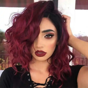 Aishili Dei Capelli di Vendita Calda Sintetico Breve Ombre Rosso Bob Parrucche Afro Breve Ricci Wavy Bob Parrucche Per Le Donne Nere - Product Image 1