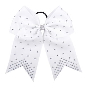 โบว์ใหญ่7 "ที่ผูกผมแบบยืดหยุ่นสำหรับเด็กผู้หญิงริบบิ้นผูกโบว์ประดับเพชรกับยางรัดผมเครื่องประดับผมเด็ก - Product Image 5