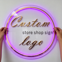 Panneau lumineux de bord à LED personnalisé Logo mural en acrylique néon luisant Nom de la boutique Panneau de salon de coiffure LED personnalisé Panneau LED personnalisé pour les entreprises