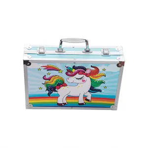 Hotsale Unicorn 145 pieces oil pastel watercolor paint colored pencil deluxe kids children art set with aluminum box