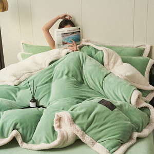 Ensemble de literie grande taille, 4 pièces, housse de <span class=keywords><strong>couette</strong></span> rembourrée <span class=keywords><strong>en</strong></span> <span class=keywords><strong>laine</strong></span> <span class=keywords><strong>d</strong></span>'<span class=keywords><strong>agneau</strong></span> chaude pour l'hiver - Product Image 6