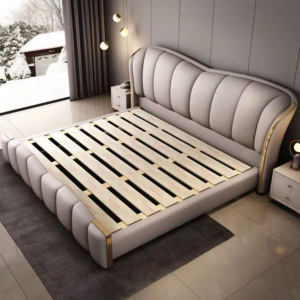 Letto Moderno <span class=keywords><strong>e</strong></span> Alla Moda in Pelle di Lusso, Design Minimalista con Struttura in Legno di Pino <span class=keywords><strong>e</strong></span> Vano Contenitore - Product Image 6
