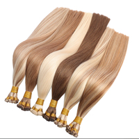 Extensions de cheveux à trame nouée à la main, 100% cheveux humains russes, 12A vierges Remy, double trame, lisses