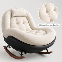 Fauteuil à bascule ergonomique en cuir anti-rayures résistant aux griffures de chat, avec base en cuir et structure en bois massif, pour la détente
