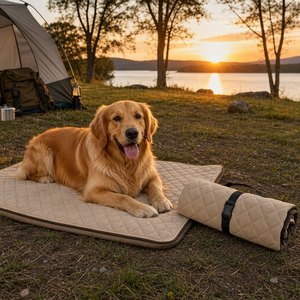 Coussin de voyage pliable matelassé pour chiens de petite, moyenne et grande taille, facile à nettoyer, lavable en machine, intérieur/extérieur, antidérapant - Product Image 1