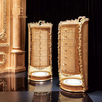 Table à manger ronde de luxe sculptée en bois d'or 24K du maître italien pour 8 personnes pour restaurants de style royal cuisines meubles de restaurant