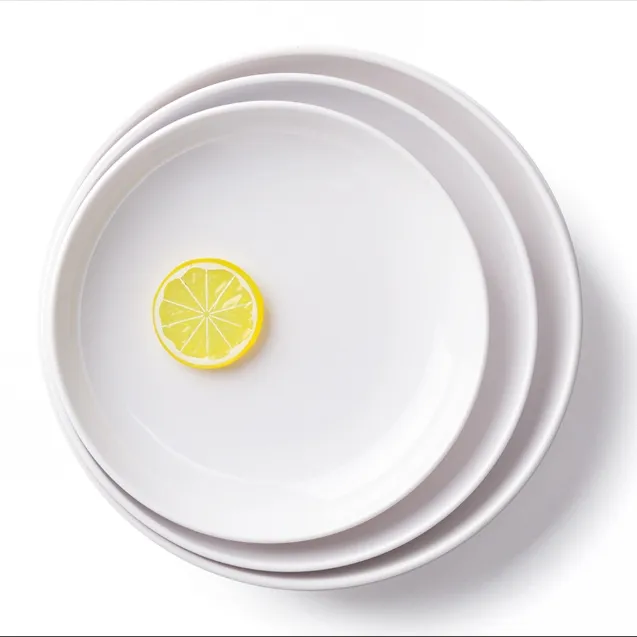 Cheap Price Flat Ceramic Plat Bulk Pure White Dinner Round Plates Dishes Porcelain Dinner Plate Set for Restaurant Hotel