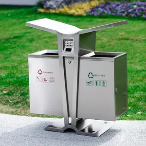 MATES 3202A 뜨거운 도매 쓰레기통 2 개 구획 쓰레기통 분류 재떨이 쓰레기통으로 상업용 쓰레기 캔