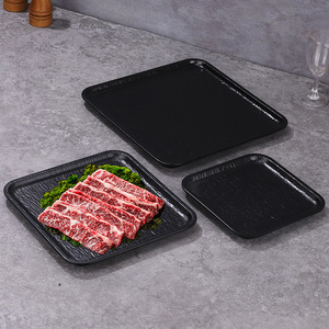 Black Rectangular Melamine Stone Pattern <b>Grilling</b> Tray For Beef Lamb Serving - Product Image 3