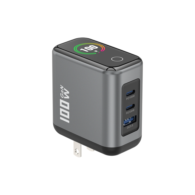 100W GaN USB C Mobile Laptop Charger with TFT Screen Display PD Type C Wall Charger for Phone Tablet USB-C Fast Charger