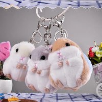 Porte-clés en peluche hamster, adorable pendentif poupée dodue avec rembourrage en coton PP pour sac d'école, accessoires et cadeau pour filles