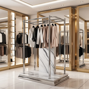 Custom dorato <span class=keywords><strong>di</strong></span> lusso in acciaio inox modello <span class=keywords><strong>di</strong></span> marmo appendiabiti pavimento in piedi con espositore per il <span class=keywords><strong>negozio</strong></span> - Product Image 3