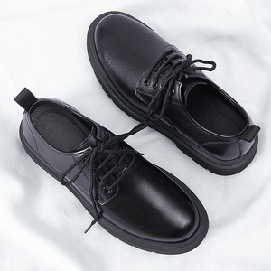 Chaussures Richelieu en cuir noir pour hommes, à bout rond, à lacets, doublées en fourrure, isolantes, pour mariage d'automne - Product Image 4