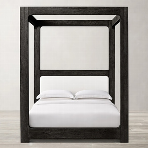 <span class=keywords><strong>Lit</strong></span> à baldaquin RH DAVOS en tissu chêne, taille Queen/King, cadre en bois massif, tête <span class=keywords><strong>de</strong></span> <span class=keywords><strong>lit</strong></span> rembourrée blanche, <span class=keywords><strong>lit</strong></span> mural traditionnel - Product Image 5