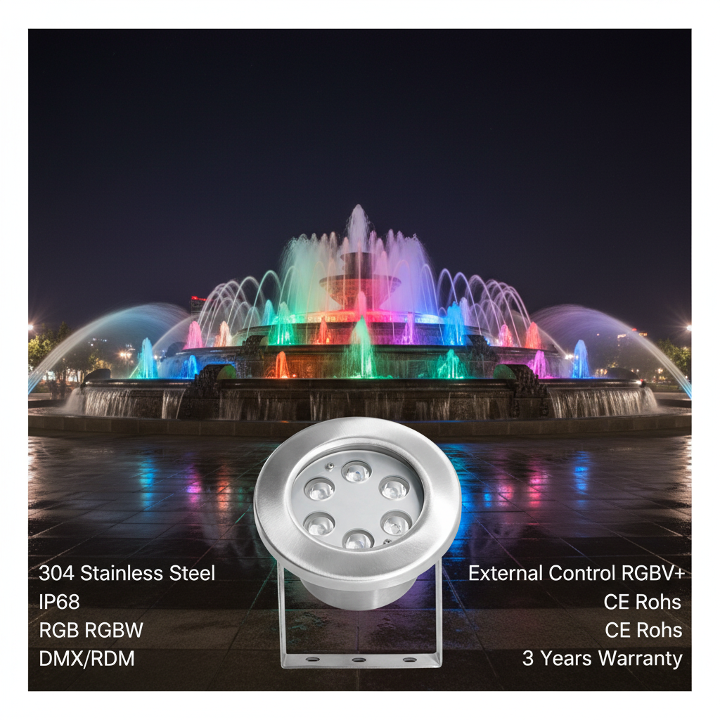 Rise 304 Stainless Steel High Quality Pool Lights IP68 Waterproof 6W DC12V/24V Underwater LED Light