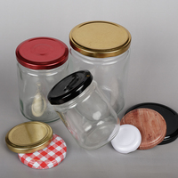 Grand pot rond en verre recyclé de 500ml 1000ml avec couvercle en métal