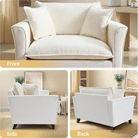 Fauteuil d'appoint moderne rembourré avec assise large en mousse et pieds en bois pour salon et chambre à coucher