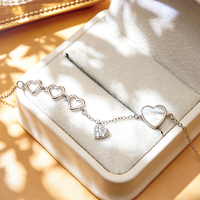 Nouveau Bracelet Chaîne Ajustable en Argent Sterling 925 avec Breloque Cœur Tendance pour Femme et Fille – Cadeau Bijoux Fins Personnalisés