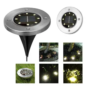 Luce esterna impermeabile a energia solare sepolta 8 LED sotto terra decorazione percorso via giardino prato