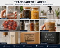 Etiqueta Autoadhesiva Transparente Personalizada con Logotipo, Resistente al Agua, al Aceite y a las Roturas, en Rollo, para Botellas de Bebidas, Cosméticos y Paquetes de Ferretería