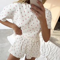 Ensemble de pyjamas d'été 2 pièces pour femmes confortable respirant à manches courtes élégant décontracté doux lisse tricoté vêtements de ménage