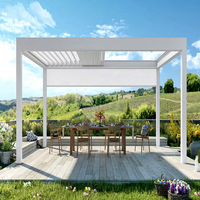 Pergola Bioclimatique Motorisée Moderne en Aluminium à Lames Rétractables, Écologique, Facile à Assembler, Fonction Étanche pour l'Extérieur