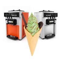 Machine à glace molle 3 saveurs, prix usine, compatible lait et eau, commerciale, de comptoir, grande capacité