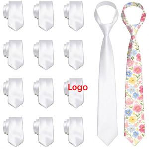 Corbata Sublimable Blanca para Hombre, de Poliéster Satinado, para Transferencia Térmica, Corbata Lisa para Teñir, para Bodas y Fiestas - Product Image 1