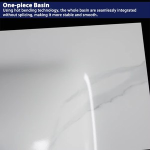 Nhà Máy Trực Tiếp Hiện Đại Trắng Một Mảnh Liền Mạch Rock Slab Phòng Tắm Rửa Lưu Vực Uốn Nóng Thiêu Kết Đá Cho Khách Sạn - Product Image 6