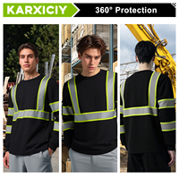 Kemeja Keselamatan Lengan Panjang Visibilitas Tinggi ZUJA dengan Pita Reflektif, Kain Birdseye 100% Polyester, Ukuran S-5XL, Unisex